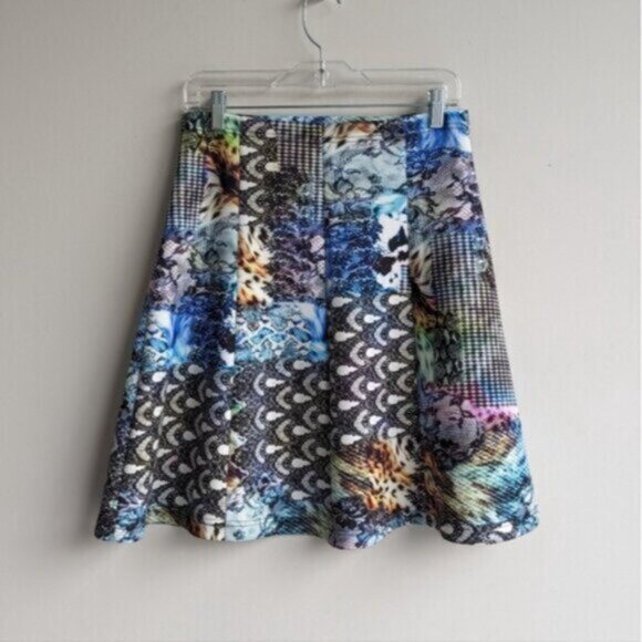 NWT Milano multicoloured patchwork Aline flared skirt - Picture 3 of 4